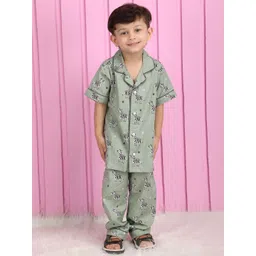 Polka Tots Boys Pure Cotton Printed Half Sleeve Night suit-picture-22