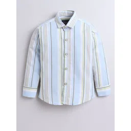 Polka Tots Boys Vertical Striped Spread Collar Pure Cotton Casual Shirt-picture-31