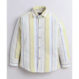 Polka Tots Cotton Woven Full Sleeves Striped Shirt - Yellow-picture-15