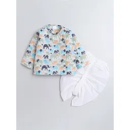 Polka Tots Infants Kids Ethnic Motifs Printed Angrakha Kurta with Dhoti Pants-picture-49