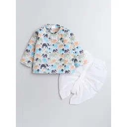 Polka Tots Infants Kids Ethnic Motifs Printed Angrakha Kurta with Dhoti Pants-picture-22