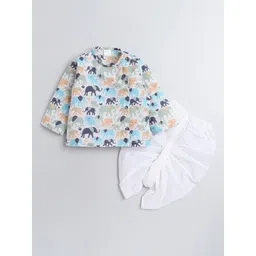 Polka Tots Infants Kids Ethnic Motifs Printed Angrakha Kurta with Dhoti Pants-picture-27