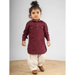 Polka Tots Kids Abstract Printed Pathani Kurta With Dhoti-picture-41