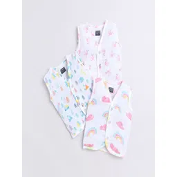 Polka Tots Kids Pack of 3 Printed Cotton Jhabla Innerwear Vests-picture-42