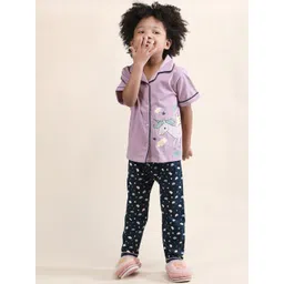 Polka Tots Unisex Kids Conversational Printed Shirt Pyjamas Night suit-image-1
