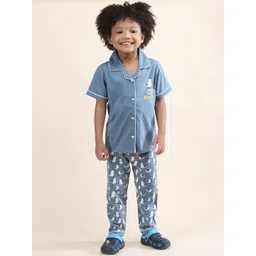 Polka Tots Unisex Kids Conversational Printed Shirt Pyjamas Night suit-image-44