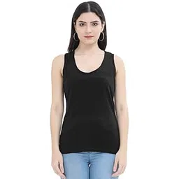POLLAR WEAR Women 100% Cotton Tank Top | Lightweight Breathable Soft Sleeveless Camisole Inner & Outerwear (in, Alpha, M, Regular, Black)-picture-48