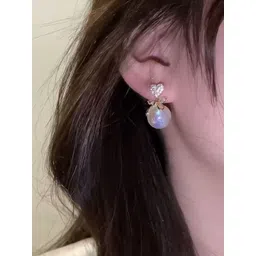 PolluxCraft Gold-Plated Artificial Beads And Stones Studded Korean Drop Earrings-picture-13