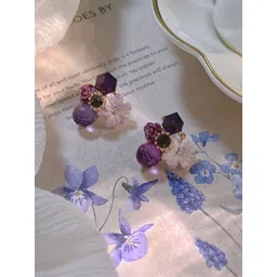 PolluxCraft Gold-Plated Artificial Stones Studded & Beaded Korean Floral Shaped Studs-picture-14