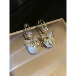 PolluxCraft Gold-Plated Beaded Contemporary Half Hoop Earrings-picture-39