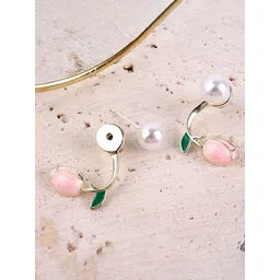 PolluxCraft Gold-Plated Beaded Floral Studs Earrings-picture-38