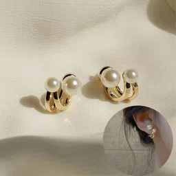 PolluxCraft Gold-Plated Pearls Beaded Circular Studs-picture-23