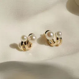 PolluxCraft Gold-Plated Pearls Beaded Circular Studs-picture-16