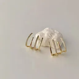 PolluxCraft Gold Plated Zircon Studded Contemporary Shaped Korean Studs-picture-31