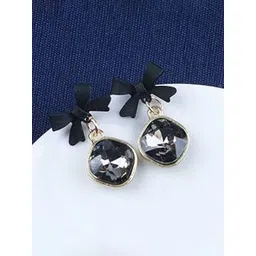 PolluxCraft Korean Gold-Plated Artificial Stones Studded Contemporary Drop Earrings-picture-16