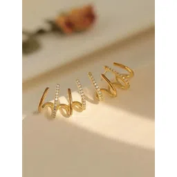 PolluxCraft Korean Gold-Plated Artificial Stones Studded Contemporary Shaped Studs-picture-21