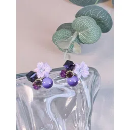 PolluxCraft Korean Gold-Plated Artificial Stones Studded Contemporary Studs-picture-29