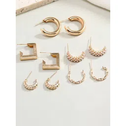 PolluxCraft Set Of 5 Gold-Plated Circular Shaped Korean Drop Earrings-picture-11