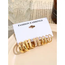 PolluxCraft Set Of 5 Studs Circular Shaped Drop Earrings-picture-17