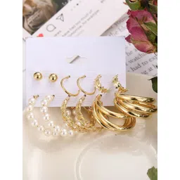 PolluxCraft Set Of 6 Gold-Plated Contemporary Korean Hoop Earrings-picture-23