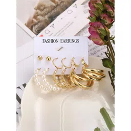PolluxCraft Set Of 6 Gold-Plated Contemporary Korean Hoop Earrings-picture-22