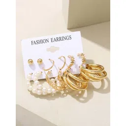 PolluxCraft Set Of 6 Gold-Plated Contemporary Korean Hoop Earrings-picture-15