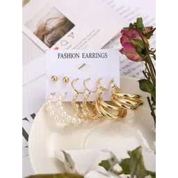 PolluxCraft Set Of 6 Gold-Plated Contemporary Korean Hoop Earrings-picture-13