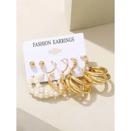 PolluxCraft Set Of 6 Gold-Plated Contemporary Korean Hoop Earrings-picture-18