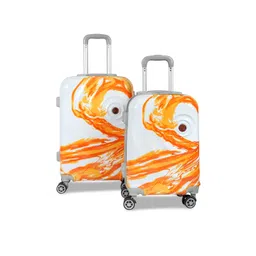 Polo Class Orange & White Set of 2 Printed Hard Case 360 Degree Rotation Trolley Suitcases-picture-23