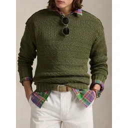 Polo Ralph Lauren Men Self Design Textured Round Neck Jumper Sweater-picture-34