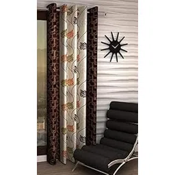 Polyester Blend Designable Trishul Pattern Curtains (Coffee, 5 Feet) - Set of 1-picture-10