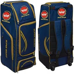 Polyester Swag Swank Cricket Kit Bag, Large Wheeled Duffle, Navy Blue and Yellow, Multi-Compartment Storage-picture-34