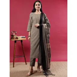 Polyglot Women Geometric Printed A-Line Kurta with Salwar & Dupatta-picture-37