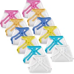 pom-pom sweet hearts Pom Pom Sweethearts Tie up Nappy For Babies, Reusable, Washable Soft Muslin Cotton Nappy/Langot for New Born Baby | Gentle on Baby Skin | Helps in Potty Training | 1-3 months | Pack of 12 | Combo-picture-22