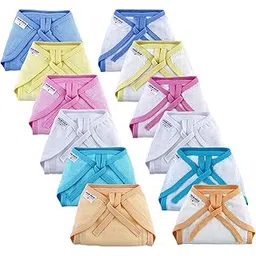 Pom Pom Sweethearts Tie up Nappy For Babies, Reusable, Washable Soft Muslin Cotton Nappy/Langot for New Born Baby | Gentle on Baby Skin | Helps in Potty Training | 0-1 months | Pack of 12 | Combo-picture-21