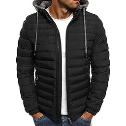 pomo-z Men Casual Stylish Puffer Jacket with Removable Hood Winter-picture-54