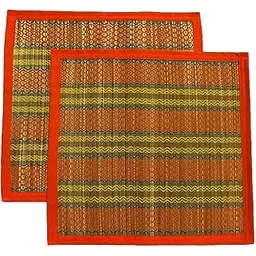 Pooja Aasan | Pack of 2 | Made of Kusha Grass (Madurkathi) | 18 x 18 Inches | Handmade | Organic | Floor Sitting Mat for Mandir and God Idols-picture-19