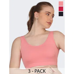 POOJA RAGENEE Pack Of 3 Full Coverage Sports Cotton Bras With All Day Comfort-picture-34