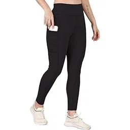 poojaran saree Gym Leggings Workout Pants with Side Pockets Stretchable Tights | High Waist Sports Fitness Yoga Track Pants for Women & Girls-picture-34