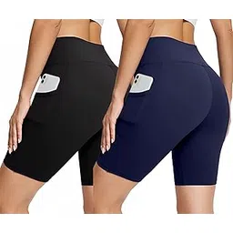 poojaran saree POOJARAN Shots of Women's and Girls' High Waisted Sportswear and Activewear.Useful Shorts with Full Length Pocket for The Gym, Yoga, or Sports-picture-16