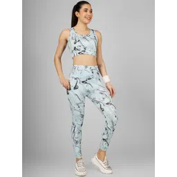 POOJARAN SAREE Printed Crop Top & Tights Tracksuit-picture-14