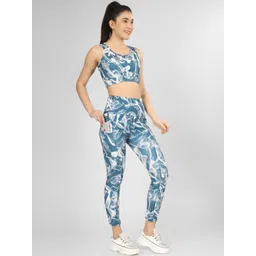 POOJARAN SAREE Printed Crop Top & Tights Tracksuit-picture-23