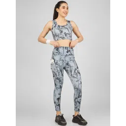 POOJARAN SAREE Printed Crop Top & Tights Tracksuit-picture-37