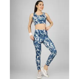 POOJARAN SAREE Printed Crop Top & Tights Tracksuit-picture-15