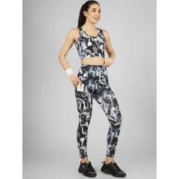 POOJARAN SAREE Printed Crop Top & Tights Tracksuit-picture-32