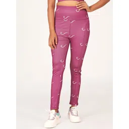 POOJARAN SAREE Printed High Rise Ankle Length Gym Tights-picture-26