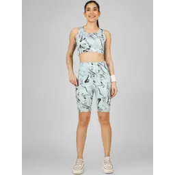 POOJARAN SAREE Women Abstract Printed High-Rise Yoga Sports Shorts-picture-17