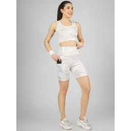 POOJARAN SAREE Women Abstract Printed High-Rise Yoga Sports Shorts-picture-10