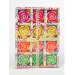 POOKIEMOON Multicoloured Set Of 12 Rose Shaped Candles-picture-25