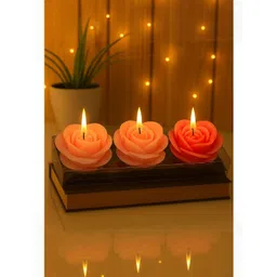 POOKIEMOON Pack of 3 Pink & Red Flower Candle-picture-14